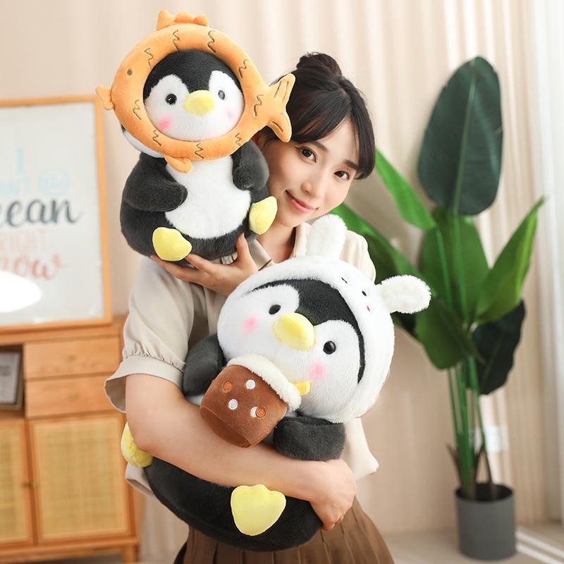 Kawaii Penguin Plush Toy Lovely Penguin Turn To Dinosaur Rabbit Unicorn Stuffed Doll Soft Cartoon Animal Pillow Birthday Gift
