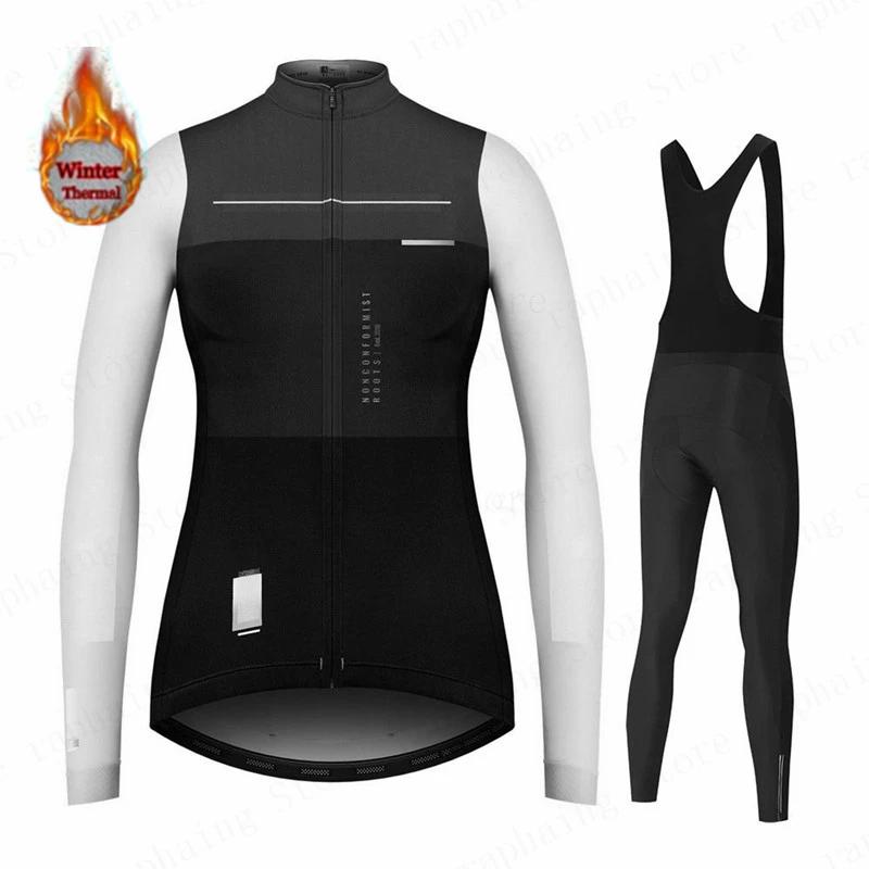 2026 Cycling Clothing Winter Women Long Sleeve Jersey Set Lady Thermal Fleece Road Bike Jacket Female Sportswear Warm Spain Suit