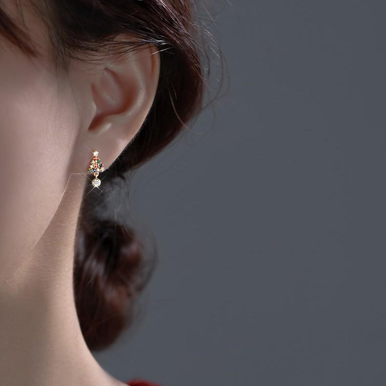Colorful Christmas Tree Earrings for Women - Forest Style High-End Design, Ideal Gift for Friends or Couples, Elegant and Delicate