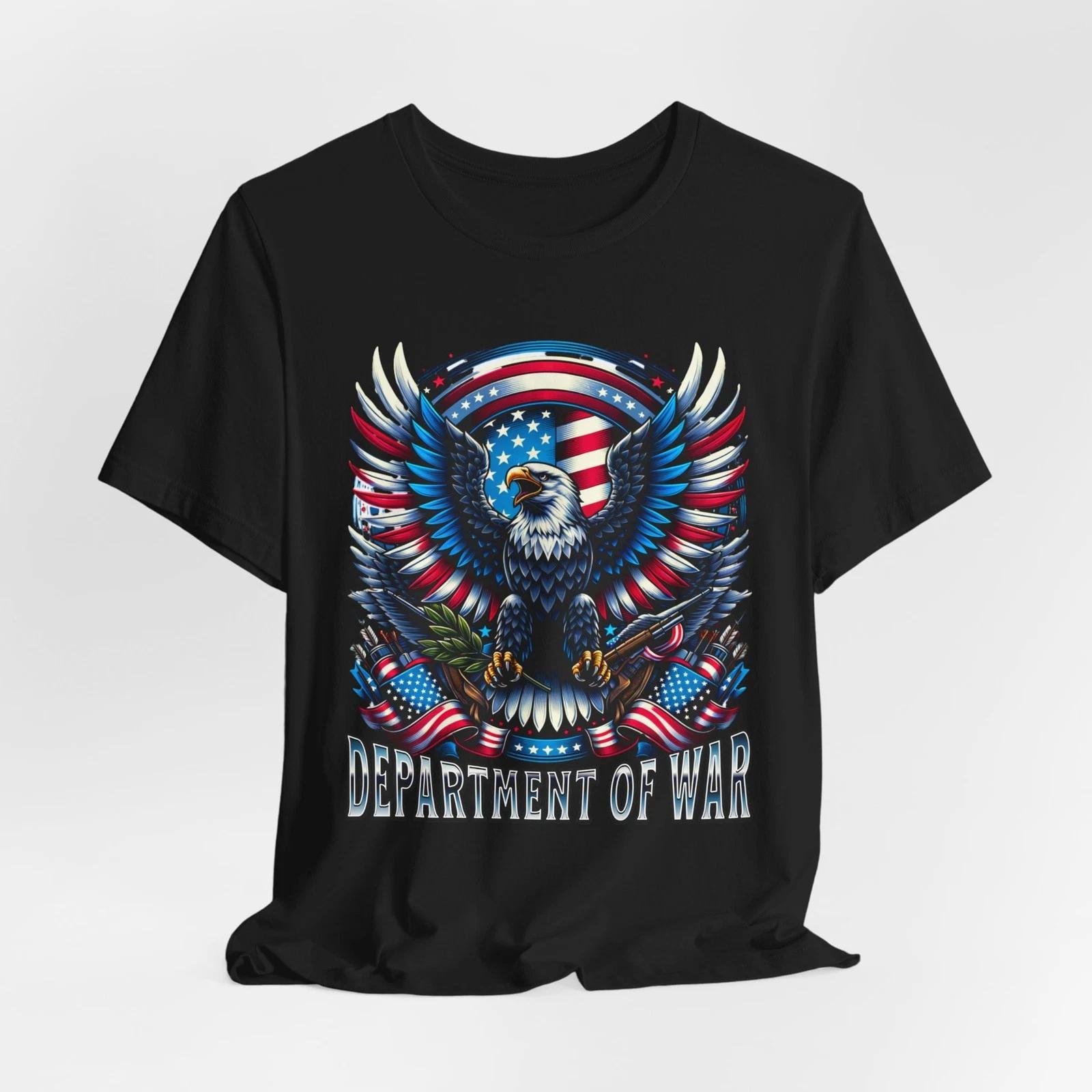 Department of War Bald Eagle T-Shirt Patriotic USA American Flag Military S
