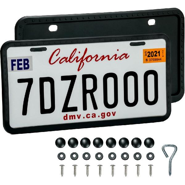 License Plate Frames - 2 PCS Silicone License Plate Holder For US Car Universal License Plate Bracket, Rustproof, Rattle Proof & Weatherproof,