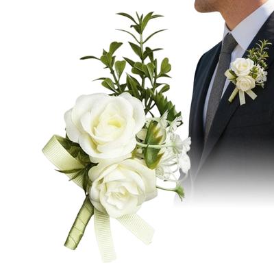 Men Boutonniere Realistic Groomsmen Corsage Wedding Flower Boutonniere Wedding Groom Bride Simulation Chests Flower