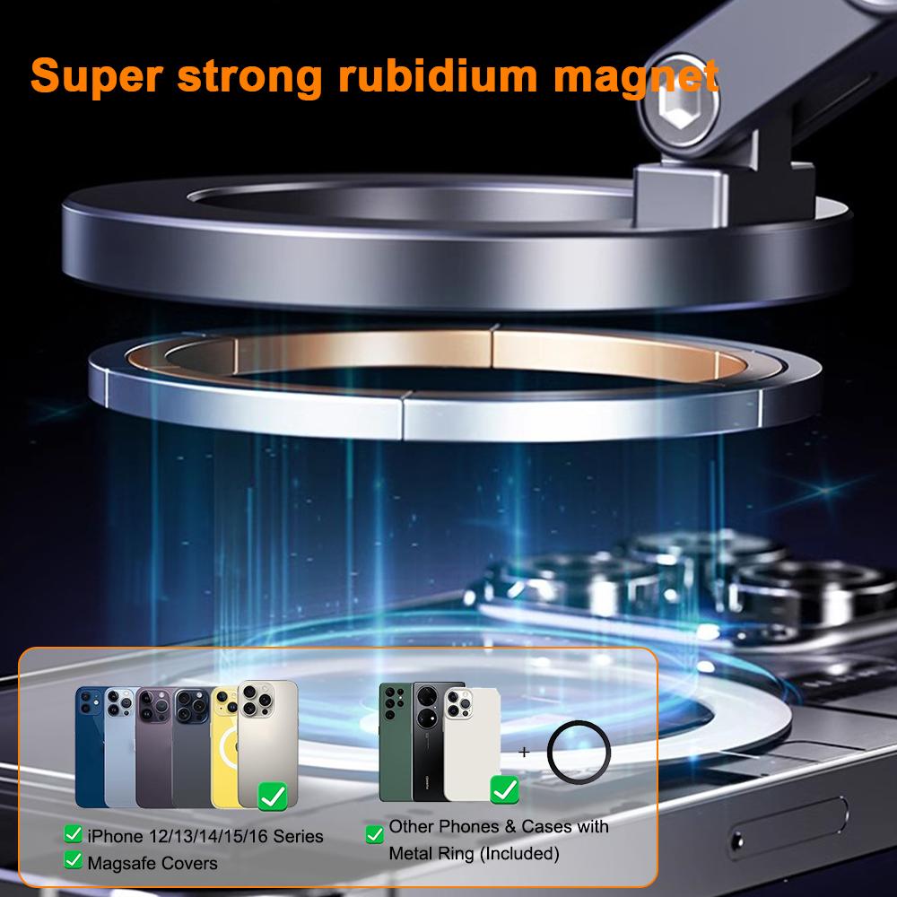 Strong Magnetic Foldable Car Phone Holder 360° Rotation Electric Vacuum Adsorption iPhone Samsung Universal Dashboard Bracket