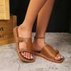 Fashion 2025 Summer New Plus Size Women’s Open Toe Slippers Round Toe Sewing Flat with Buckle Slippers for Outdoor Daily & Casual Sandal