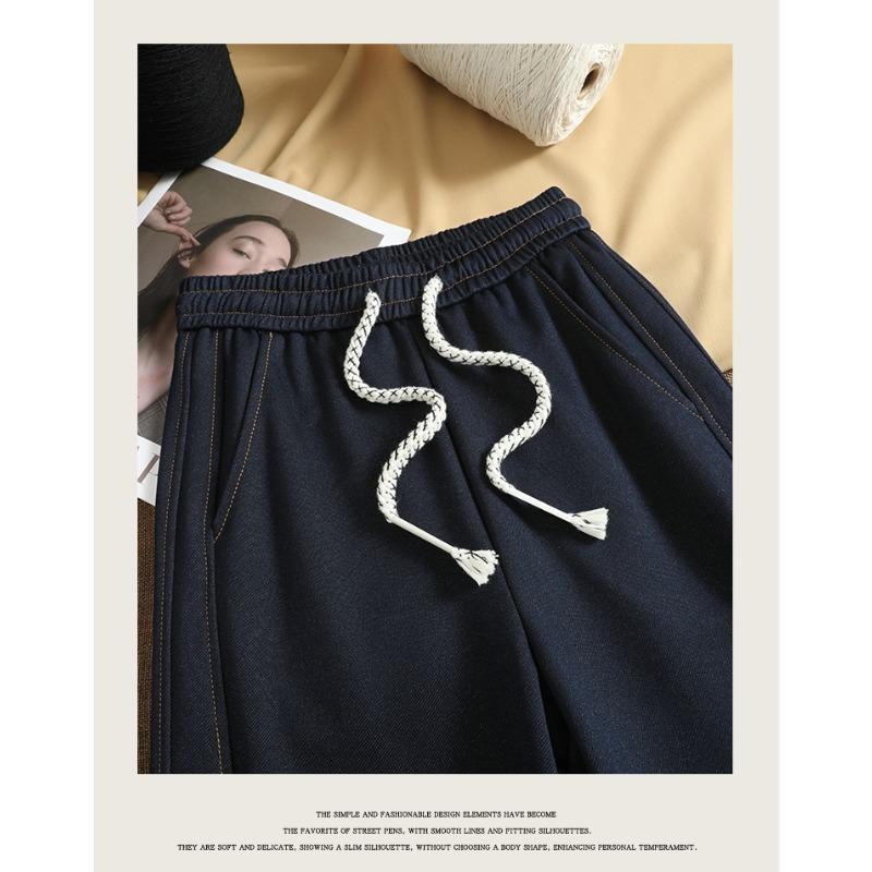 DIMANAF 2025 Autumn Winter Women Pants Plus Size Lady Long Pants Oversized Loose Casual Bottoms Thick Knitted