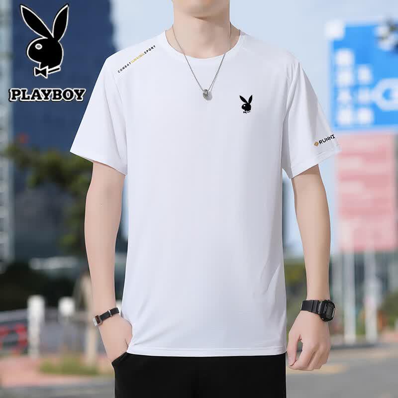 PLAYBOY Men's Ice Silk Breathable Short Sleeve T-Shirt