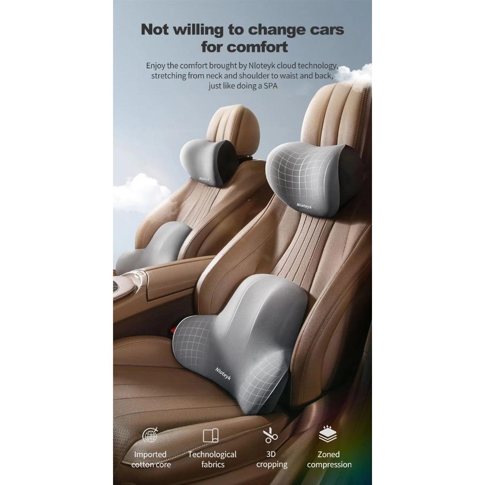 Car Neck Pillow Memory Foam Protective Lumbar Back Support Breathable Car Headrest Cushion Relieve Stress Car Seat Pillow