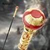 Golden Red Luxury Round Handle Fashion Stick for Party Decorative Walking Cane Elegant Crosier Knob Walking Stick 93cm