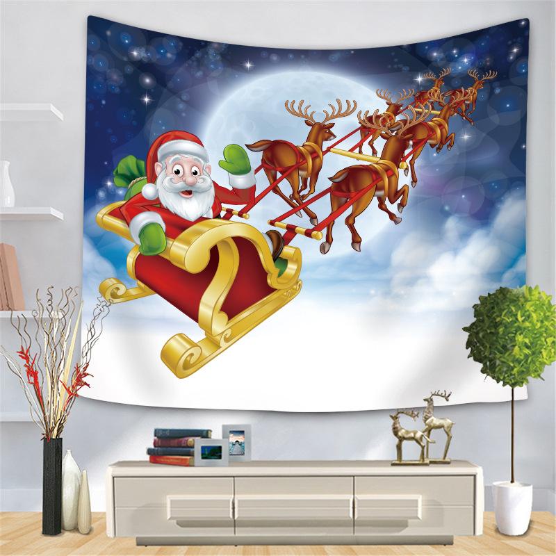 Weihnachtsserie Wandteppich Digital bedrucktes Hängetuch Schneemann Elch Wandteppich