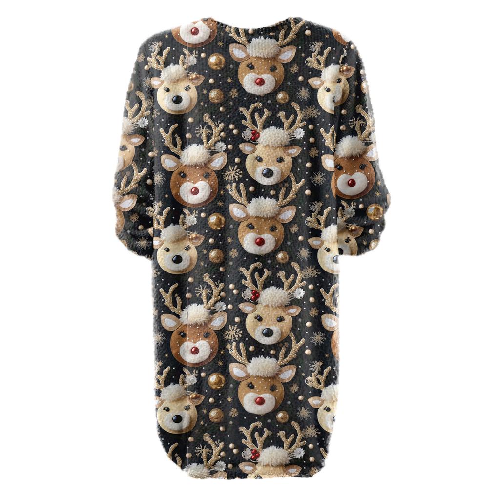 Rochii de pluș casual cu mânecă lungă pentru damă