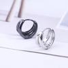 Black Geometric Silver Color Round Ear Studs Stud Earrings Punk Jewelry Men Hoop Earrings