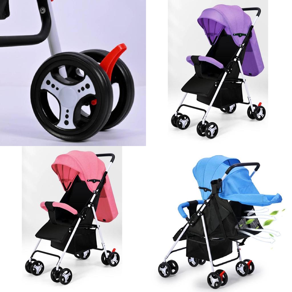 Lightweight Versatile Baby Stroller For Easy Travel Comfortable Seating And Lying Options
