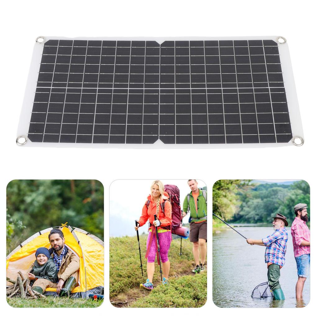 Solar Panel Kit, Monocrystalline Battery Maintainer Solar Charges Controller and Suction Cups, Flexible 17W 18V 0.94A with USB Port for Camping Car