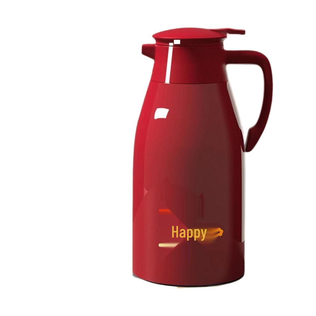 Red Dowry Thermos Pair: Insulated Glass Liner Hot Water Bottles for Home and Wedding.
