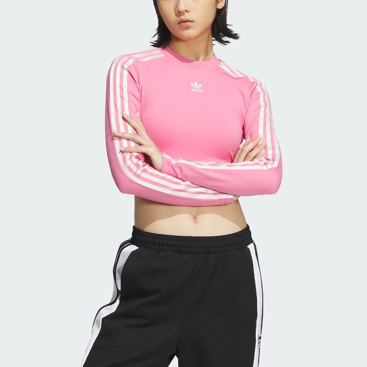 Adidas Originals Adicolor Crop Long Sleeve Tee Women Tops Pink JE6045