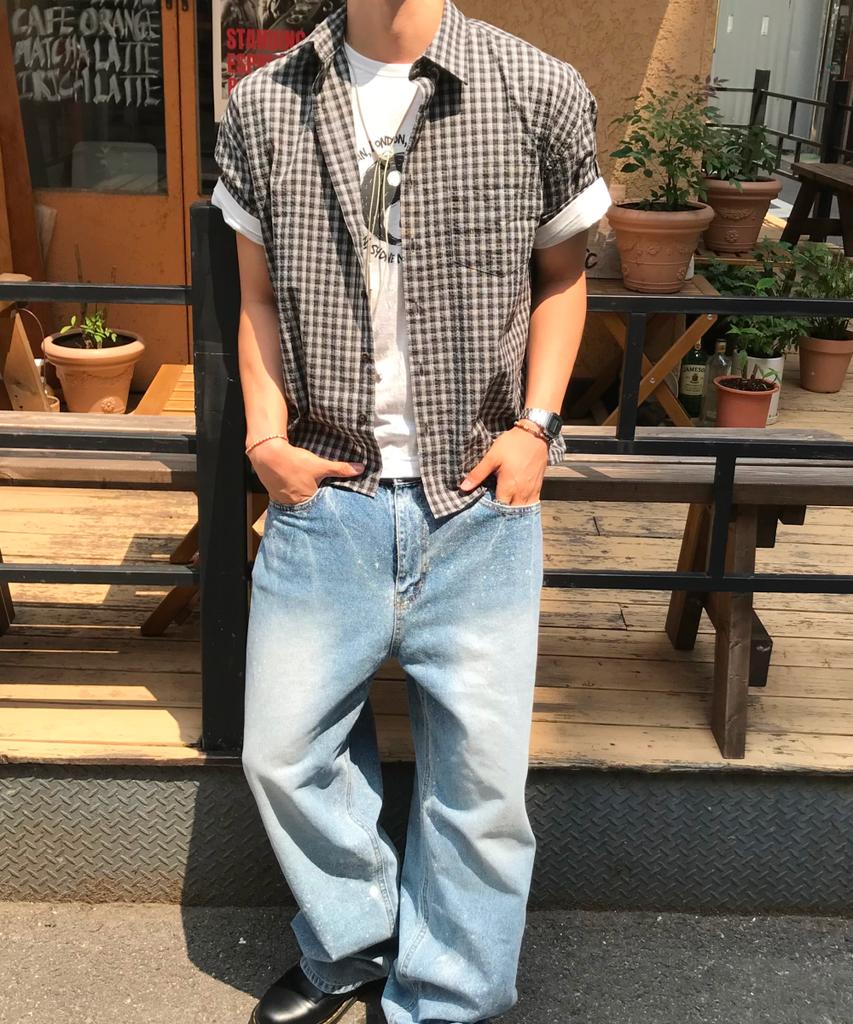 Seupao Roll-Up Short Sleeve Check Shirt_Spycg25C06 (A Type)