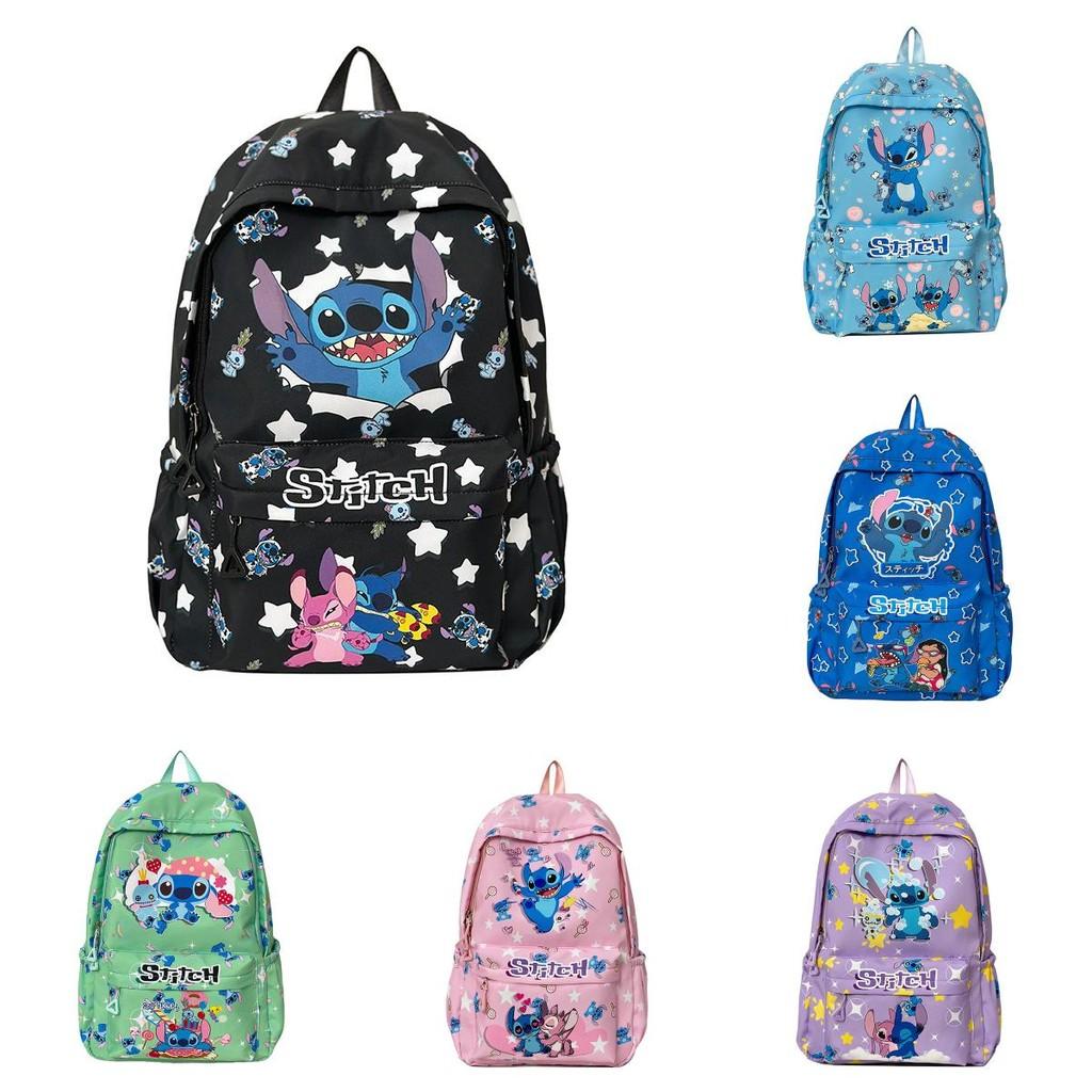 Cartoon Lilo Stitch Backpack Middle School Students Breathable Nylon Material
