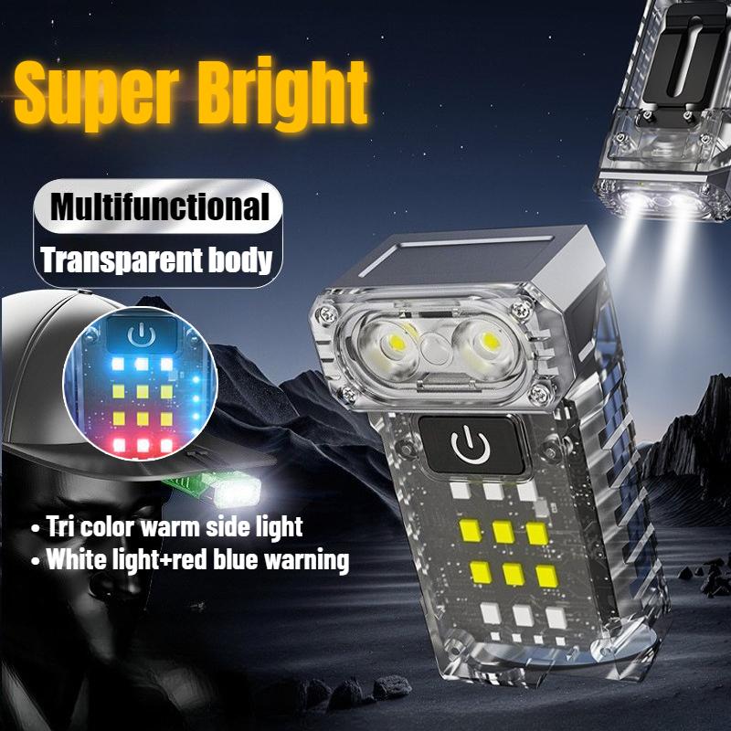 Multifunctional EDC Pocket LED Flashlight Rotating Cap Clip Torches Magnetic Mini Keychain LED Torch Light Rechargeable Lamp
