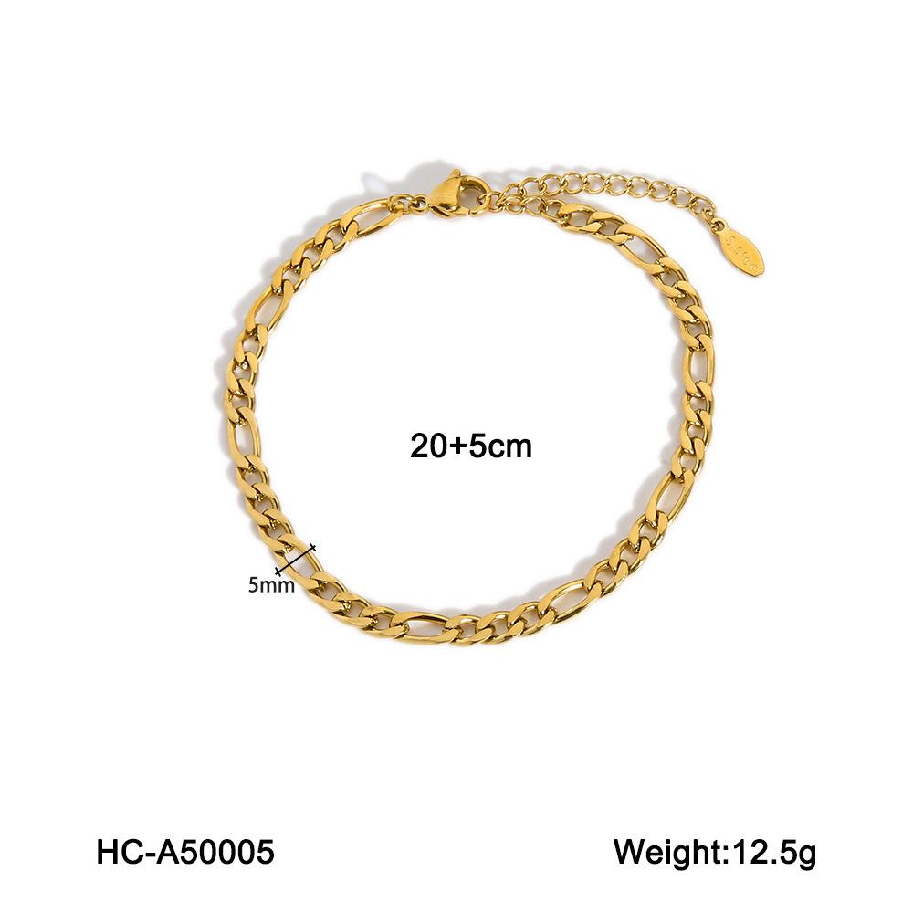 Euro-American Style 18K Gold Stainless Steel Figaro Chain Anklet with Freshwater Pearl Pendant, Titanium Steel Jewelry