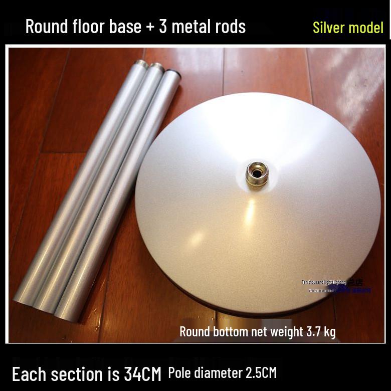 Large Round Base Floor Lamp with Metal Pole and Moxibustion Stand