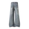 Retro Blue Rivet Design Wide-leg Jeans Men's Summer New American High-waisted Loose and Thin Straight Pants