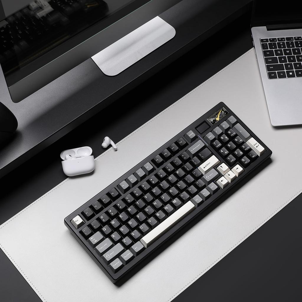 YUNZII IF99 Layout Wireless Gaming Keyboard with Mechanical LCD Technical Standards Certification Cocoa Cream V2 96% Bluetooth/2.4G/Wired Screen,