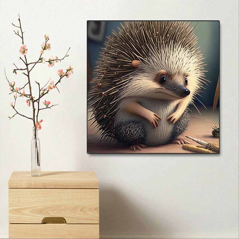 New Arrival 5D DIY Full Circle Diamond Painting "Hedgehog" Embroidery Cross Stitch Home Decor Gift