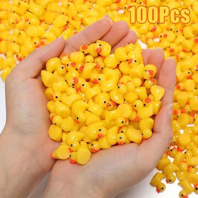 100pcs Yellow Duck Ornament Miniature Figures Tiny Duck Resin Handcraft Micro Mini Ducklings Garden Landscape Decoration