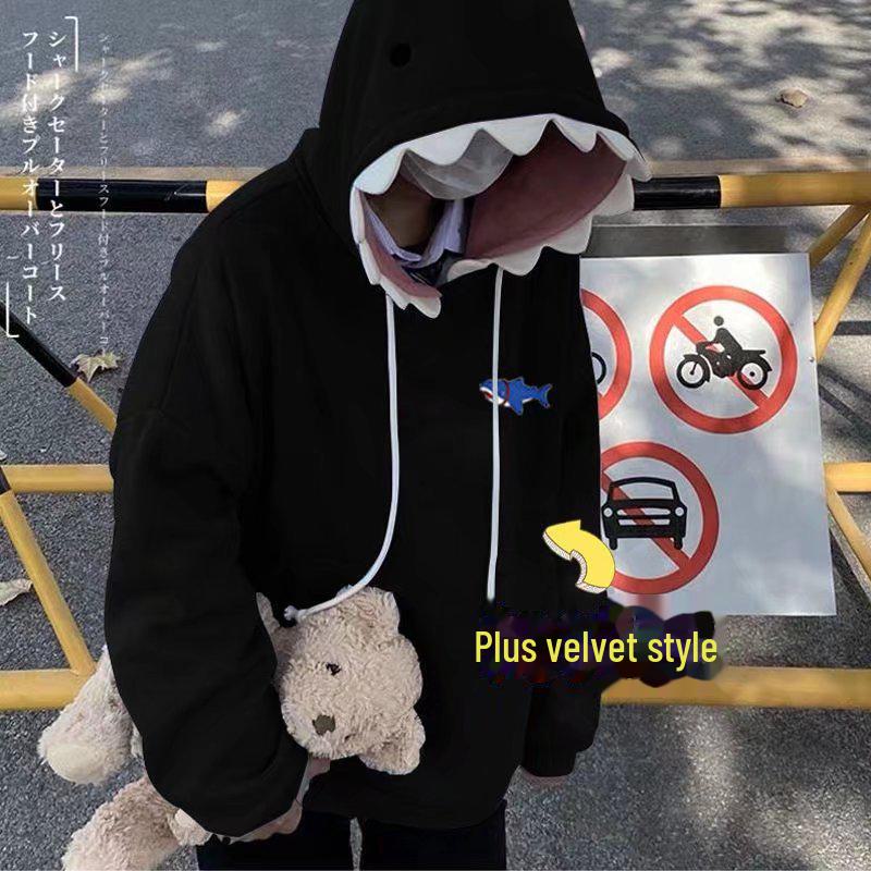 

Trendy 2023 Shark Print Pullover: Matching Loose Fit Couples & Student Sweater 3XL чёрный