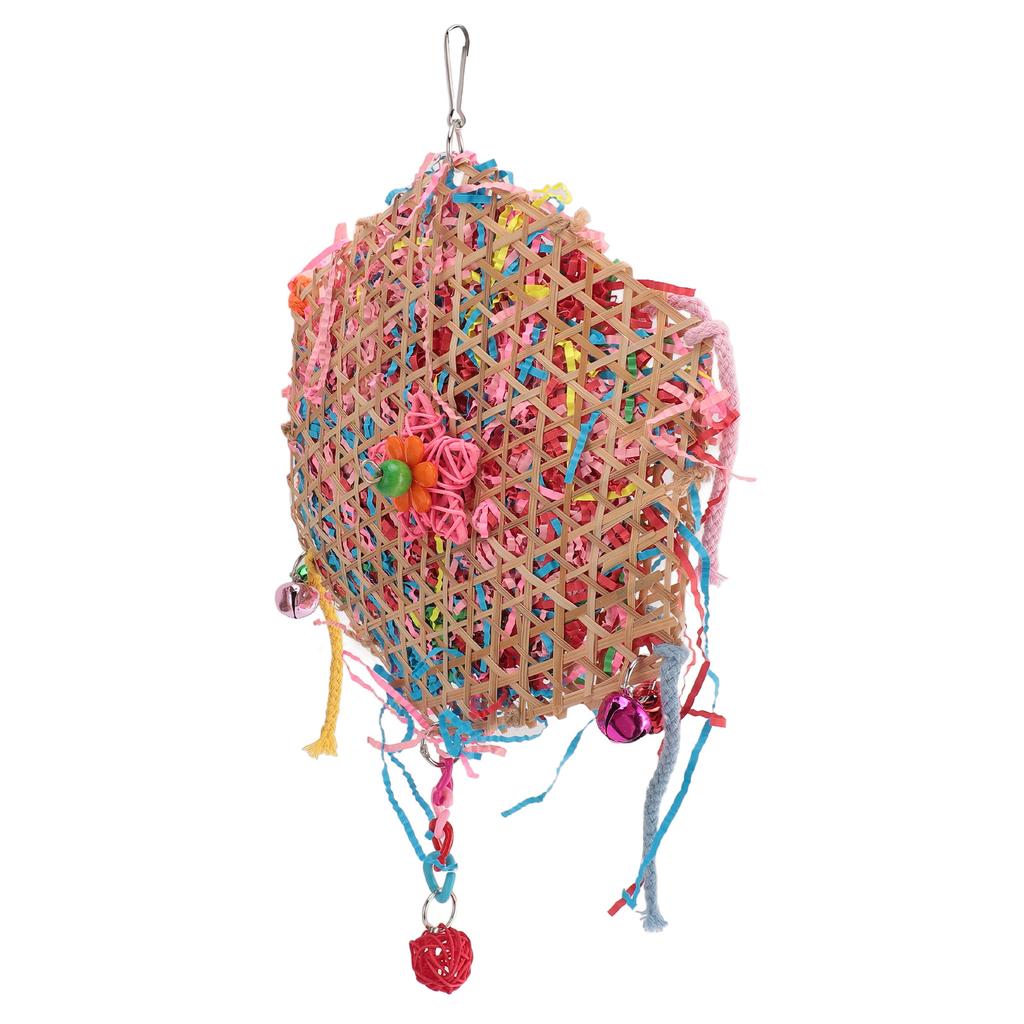 Parrot Chew Toy Bamboo Cage Hanging Toys Bird Shredding Foraging Toys for Finches Lovebirds Conures