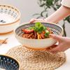 Nordic Retro Ceramic Large Soup Bowl, Creative Home 9-Inch Large Vegetable Noodle Bowl Boiled Fish Bowl Large Capacity Soup Basin