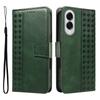 For Samsung Galaxy S25 Edge Leather Case Wallet Stand Grids Imprinted Phone Cover with Strap