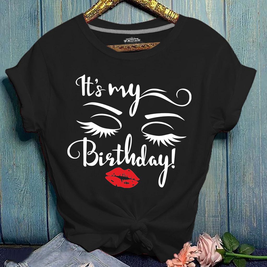 Fashion Women Casual Short Sleeve Letter Printed  Tops Tee T-Shirt Blouse