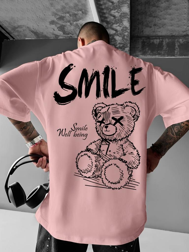 Men's Summer Fashion Letter Printed Comfortable Breathable Round Neck T-shirt Outdoor Street Style Top