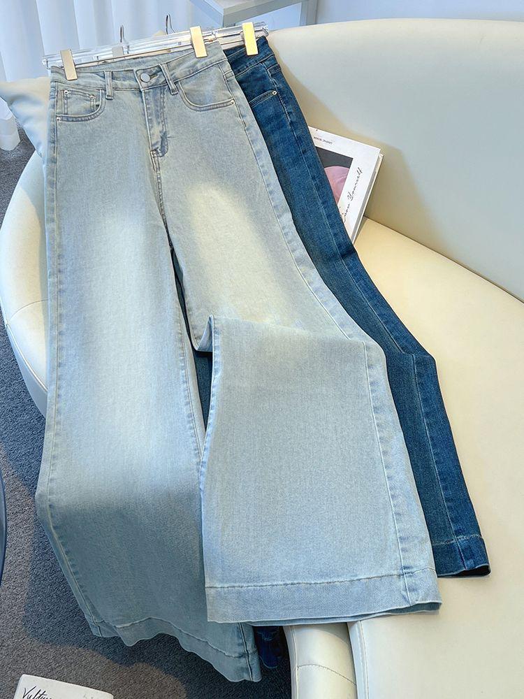 Pear Shape Women's High Waist Wide Leg Flared Jeans - Light Color, Spring/Autumn 2025, Floor-Length.