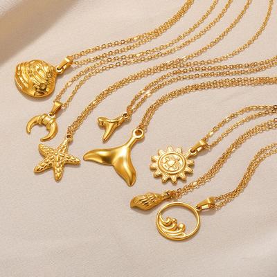 Europäische & Amerikanische 18K Vergoldete Sonnenblumen-Anhänger Halskette - Edelstahl Luxusschmuck