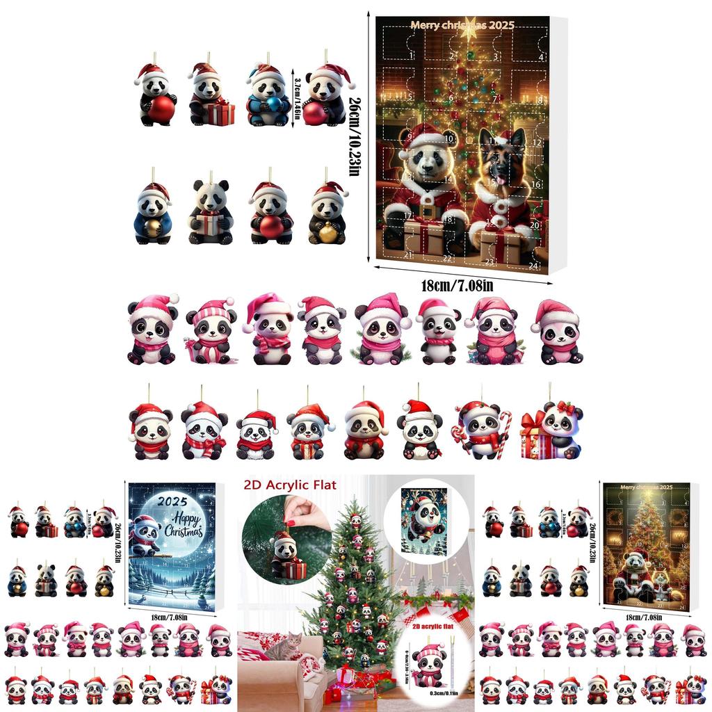 Christmas Panda Countdown Calendar With Acrylic Components And Festive Collectible Items