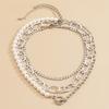 Simple and Fashionable Temperament Round Bead Chain Necklace, Retro Baroque Imitation Pearl Geometric Necklace