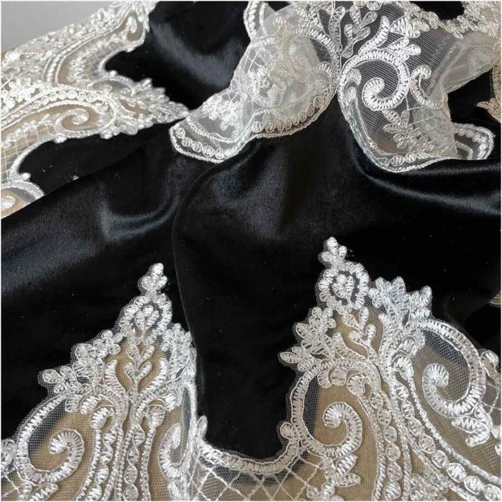 Elegante Innenausstattung Italienische Spitze Tischdecke, Schwarz, 85x85cm, für Schönheitsstudios und Nagelstudios, 12125TC