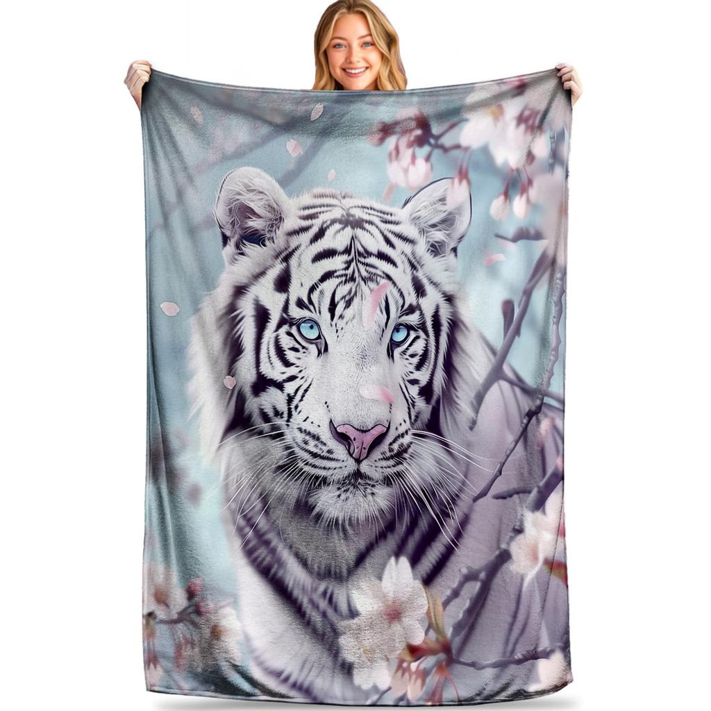 Soft Cozy Tiger Throw Blanket Warm Fuzzy Plush Blanket for Bed Couch Sofa Lightweight Flannel Blanket Gift for Adults Teens