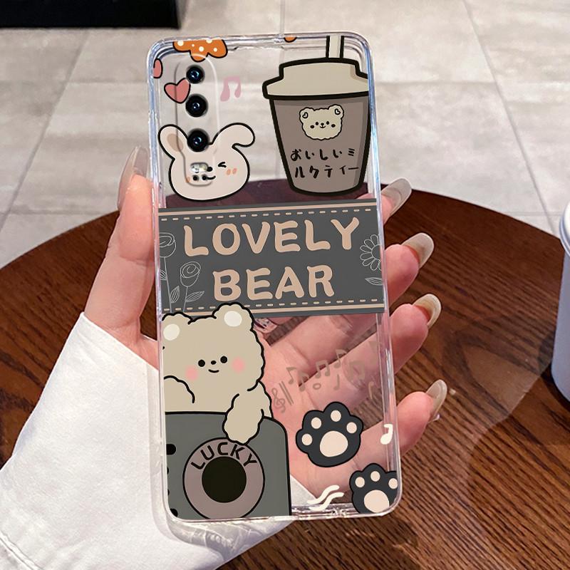 Casing For Huawei P30 ELE-L29 L09 Case Huawei P30 Pro VOG-L29 L09 Cover Aesthetic Cute Cat Cartoon Transparent Silicone Bumper