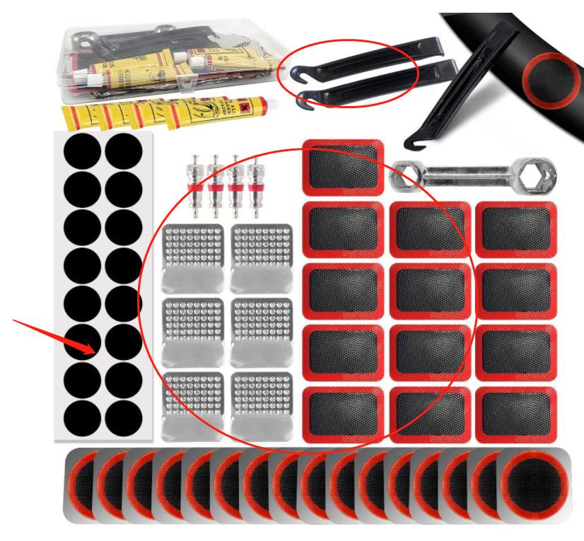 Bicycle Tire Repair Kit with Cold Patch, Glue, and Lever Tools