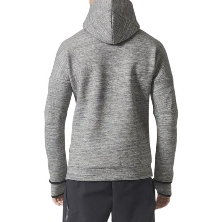 Adidas Hooded Sports Knit Jacket Men Outerwear Grey CG1484
