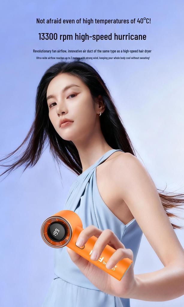 2026 USB Handheld Mini Fan: Digital Display, 199-Speed, High-Speed Turbine