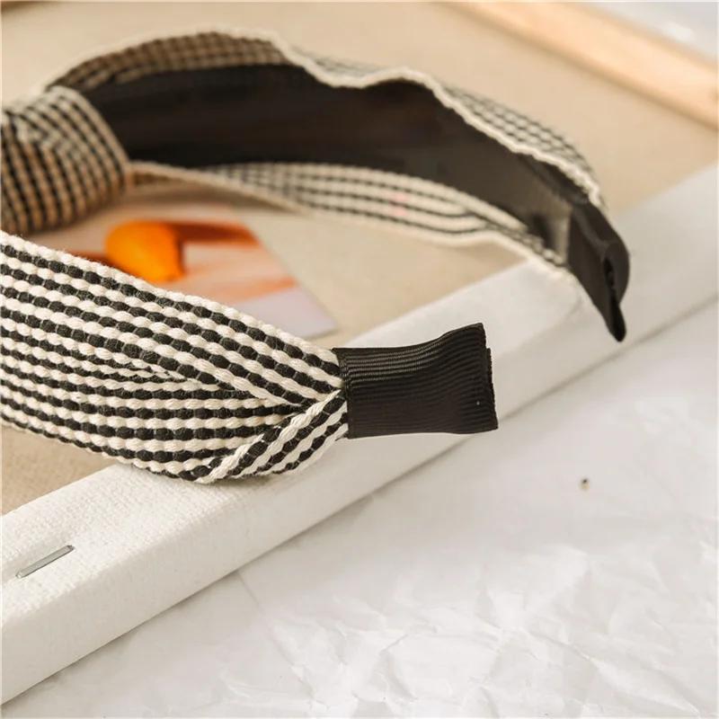 Vintage Gestreifte Schleife Knoten Gezahnte Stirnbänder für Frauen Mädchen Täglich Einkaufen Party Kopfschmuck Mode Haarreif Accessoires