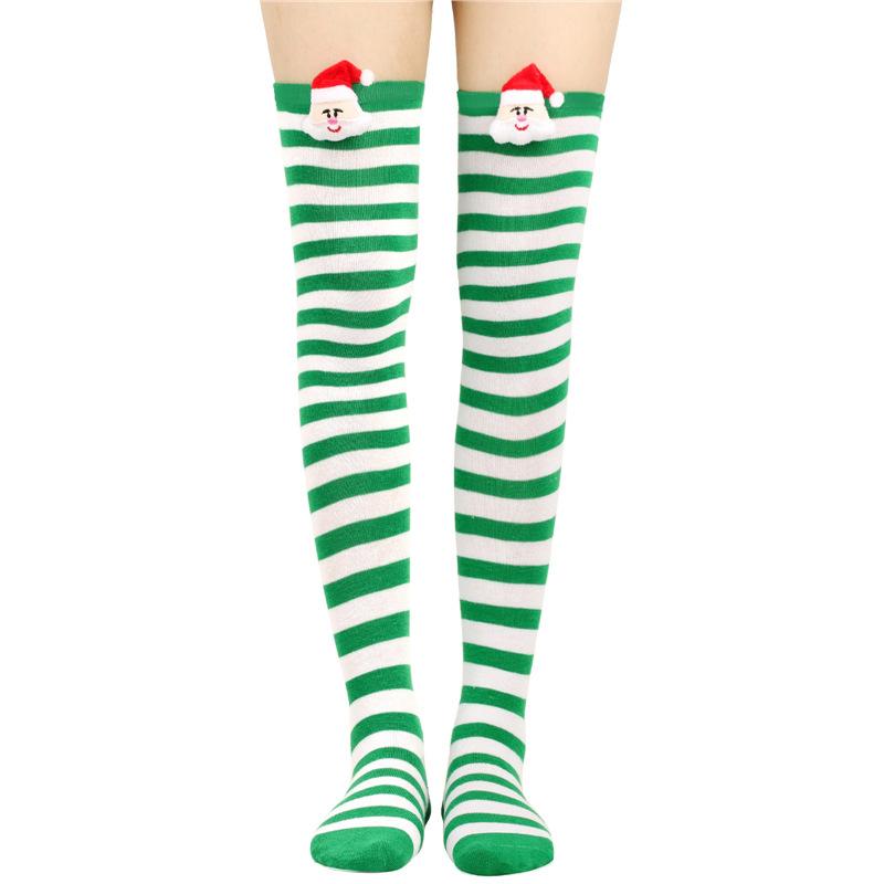 Santa Claus Striped Socks Doll High Socks Over The Knee Socks Women'S Christmas Doll Stockings Party Long Socks