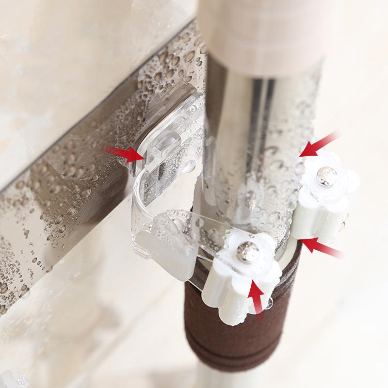 Hemtillbehör Dubbelspänne Sömlös väggmonterad mopphållare förvaringsställ