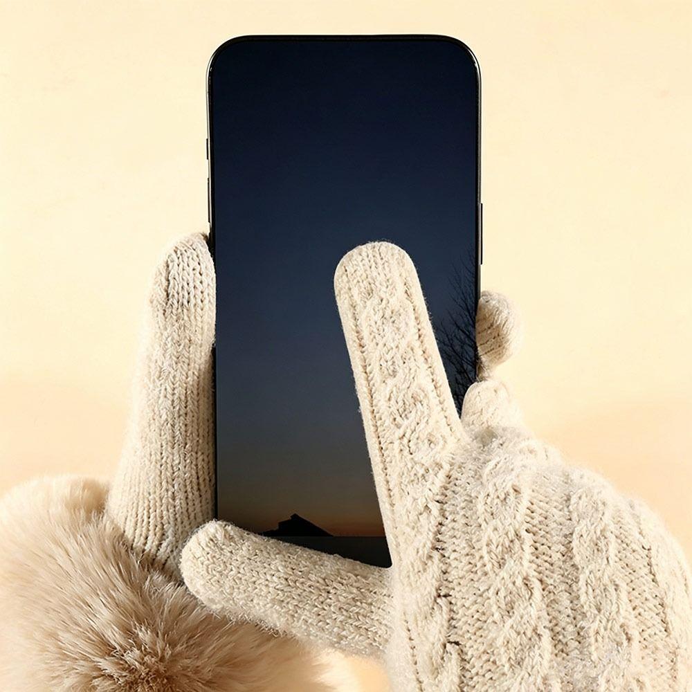 Windproof Knitted Gloves Warm Outdoor Sports Gloves Fashion Cycling Gloves  for Women