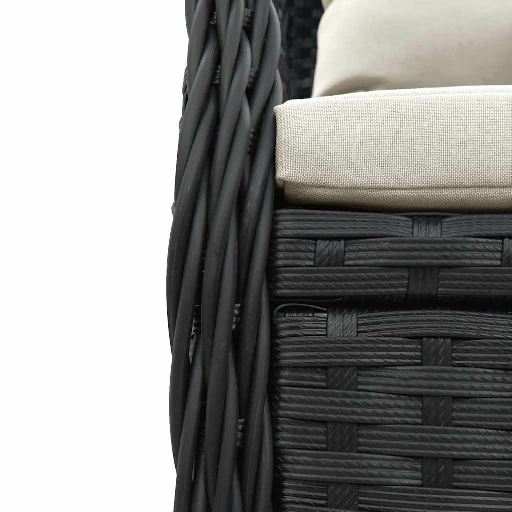 Vidaxl 5-Cz. Garden Furniture Set With Cushions, Black, Poly Rattan