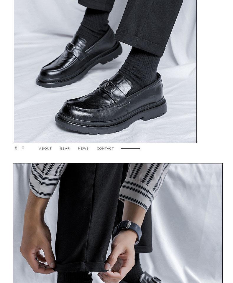 Męskie skórzane mokasyny podwyższające wzrost: Gruba podeszwa, casualowy styl brytyjski, formalne wsuwane